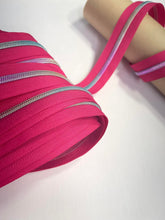 Hot Pink - Rainbow Teeth Zipper Tape