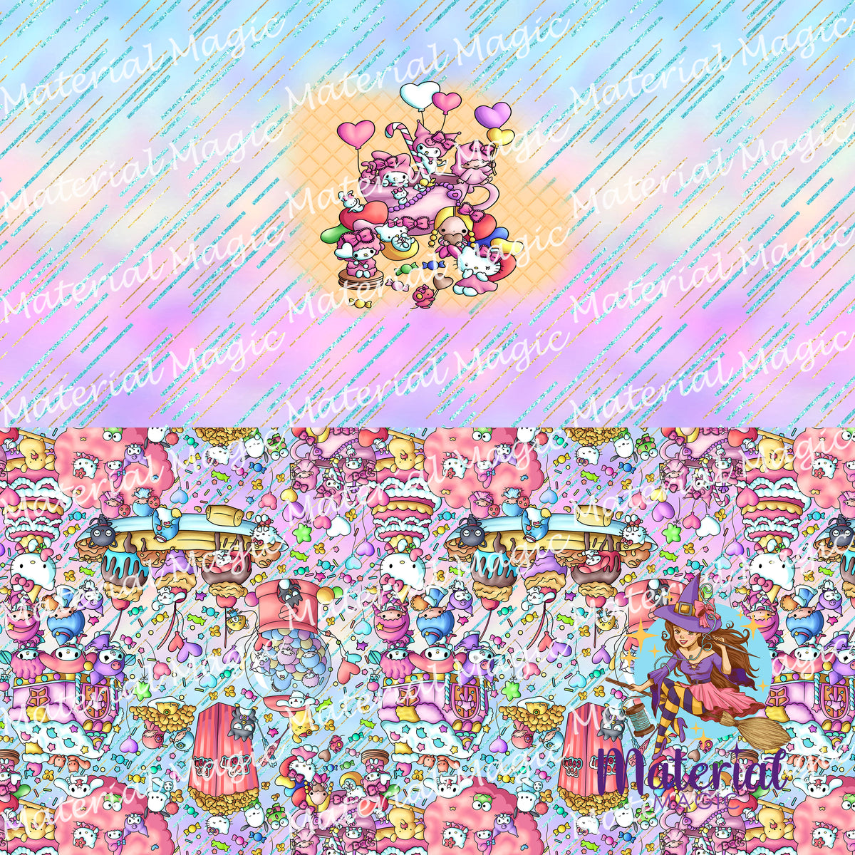 R77 Candy Cup Retro Rainbow Nappy/Undie Panel Material Magic