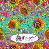 Sunflowers Bright Aqua & Purple Main