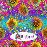 Sunflowers Bright Blue Pink Main