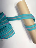 Teal Green -Rainbow Teeth Zipper Tape