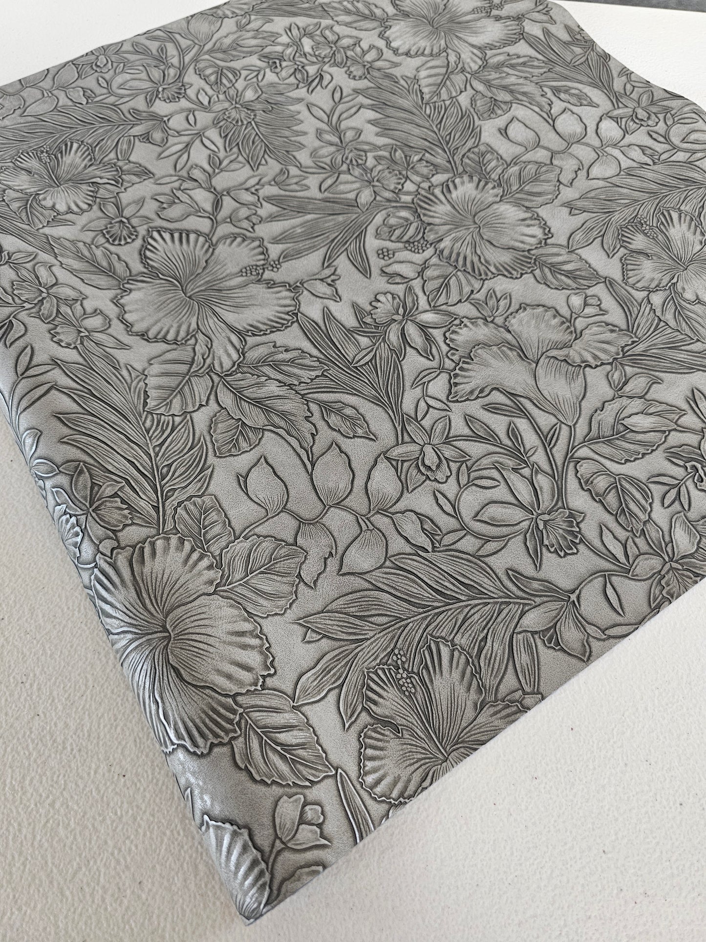 Dark Grey Embossed Flower Vinyl