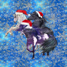 Load image into Gallery viewer, Christmas Horses Blue Panel