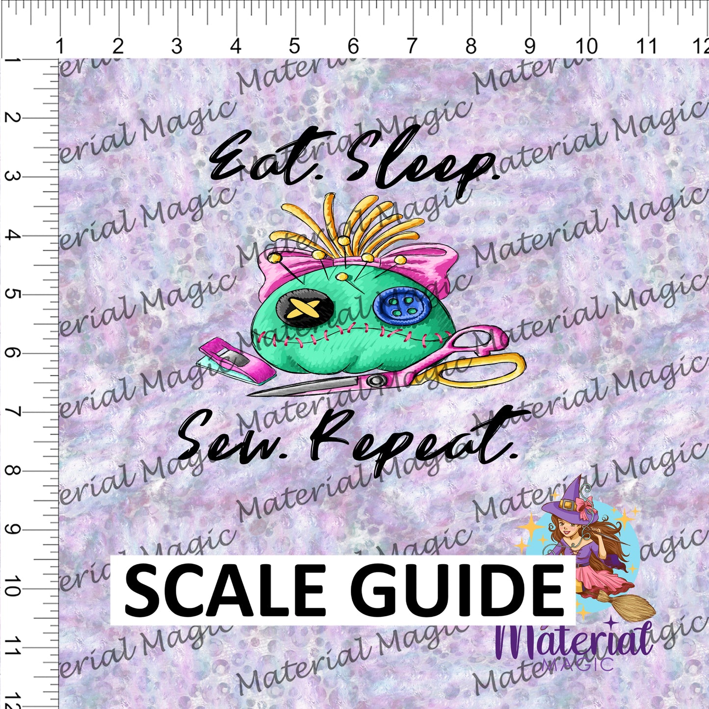 Eat Sleep Sew Repeat Purple Panel