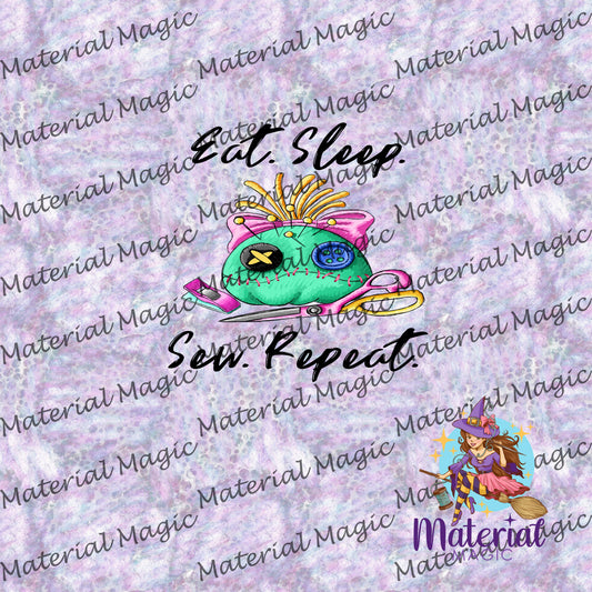 Eat Sleep Sew Repeat Purple Panel