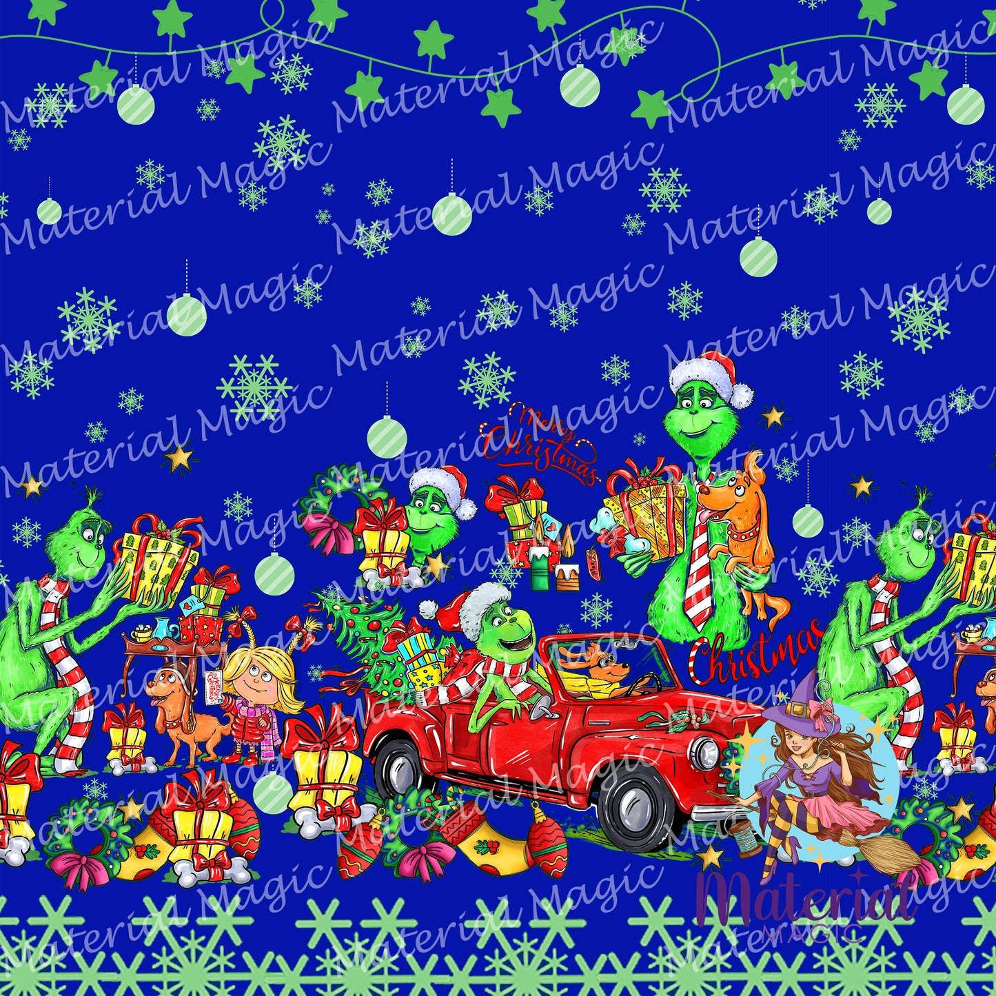 Grinch Christmas Border Blue