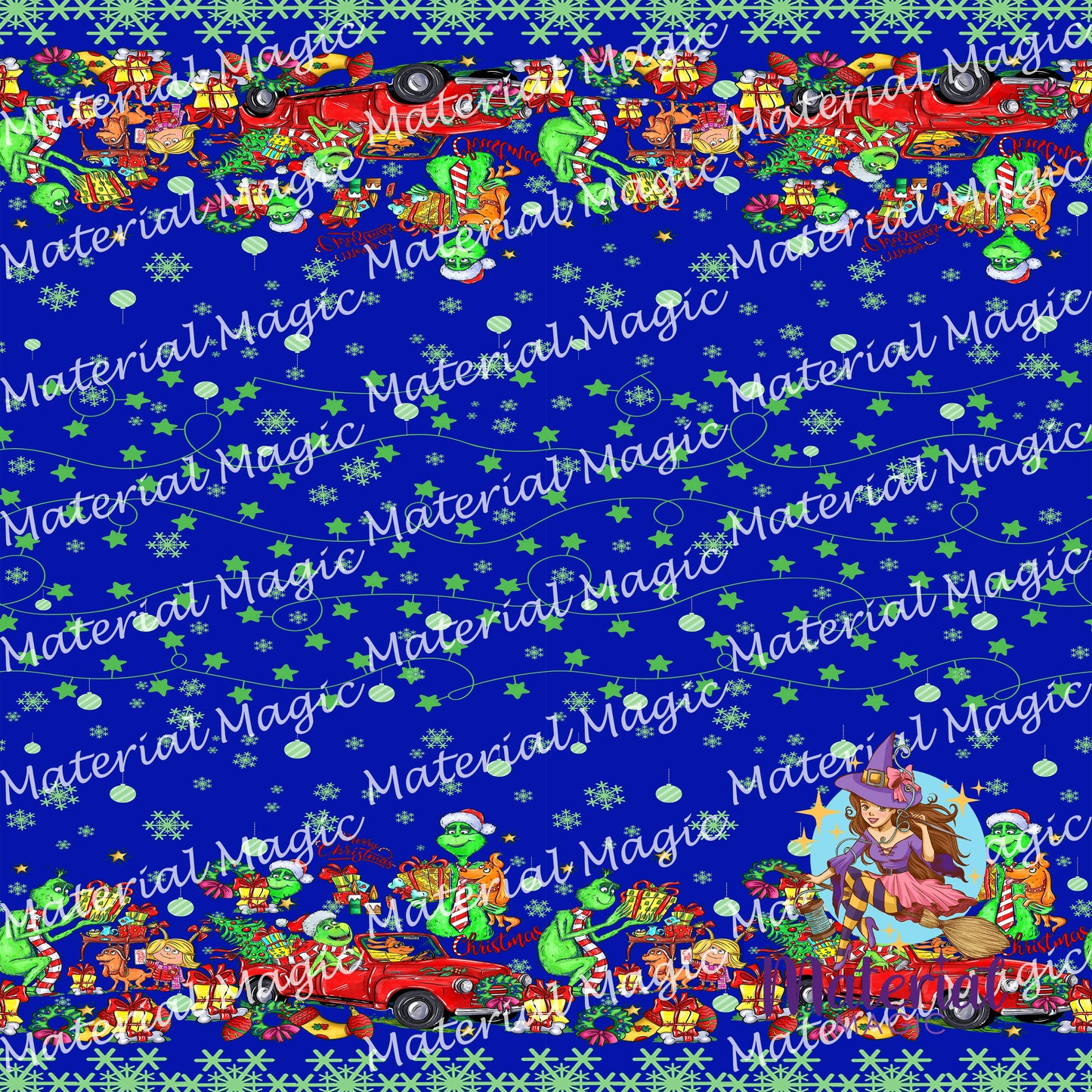 Grinch Christmas Border Blue