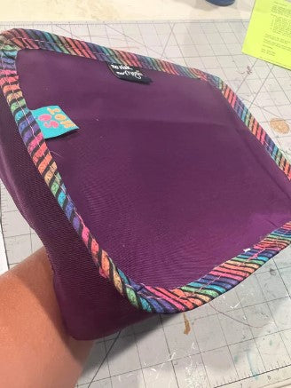 1" Stick 'n Sew™ Self-Adhesive Binding Tape in Diagonal Rainbow Grunge Stripes (10 Yard Roll)