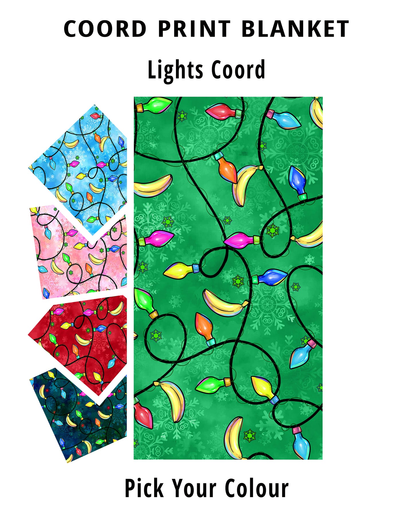 R82 Banana Xmas Lights Coord Blanket PREORDER