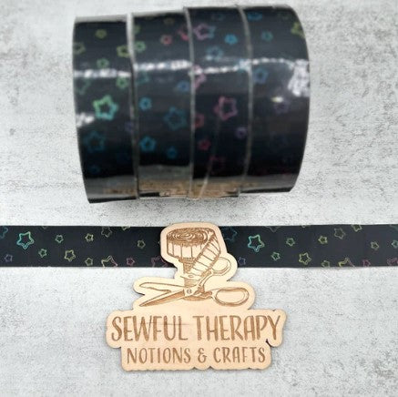 1" Stick 'n Sew™ Self-Adhesive Binding Tape in Muted Rainbow Stars (10 Yard Roll)