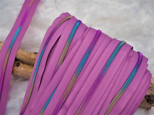 Purple - Rainbow Teeth Zipper Tape