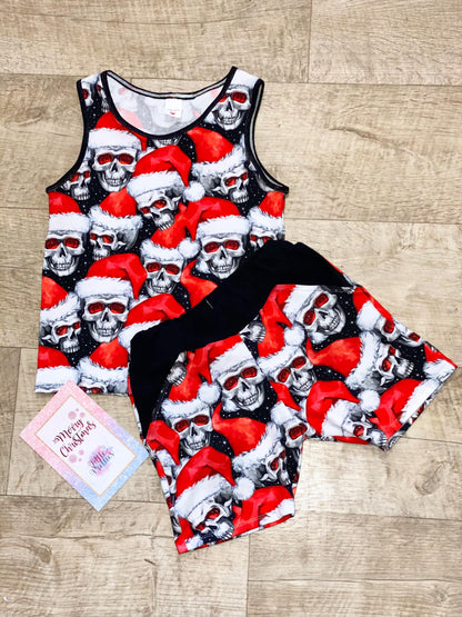 Xmas Skulls Black