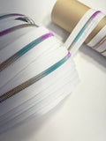 White - Rainbow Teeth Zipper Tape