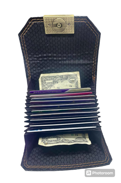 BLACK - 10 Card Slot Accordion Wallet Insert