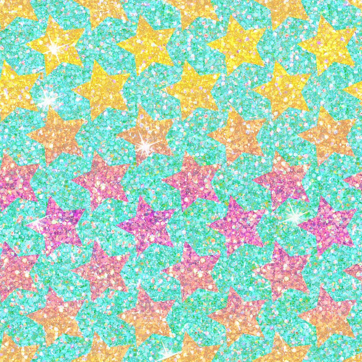 Glitter Stars Aqua Yellow Pink PREORDER